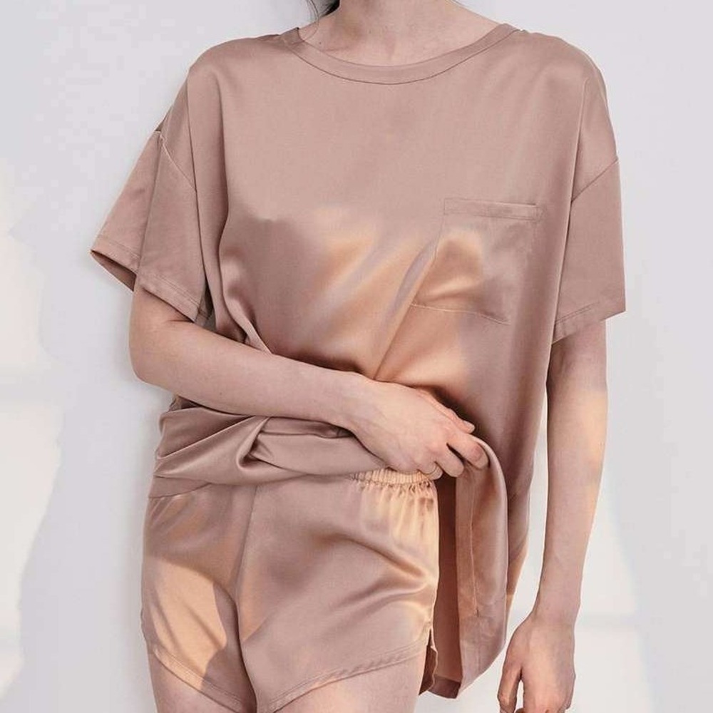 Lunya Washable Silk Tee Otium Tan Short Sleeve Size XS/S - Picture 2 of 14
